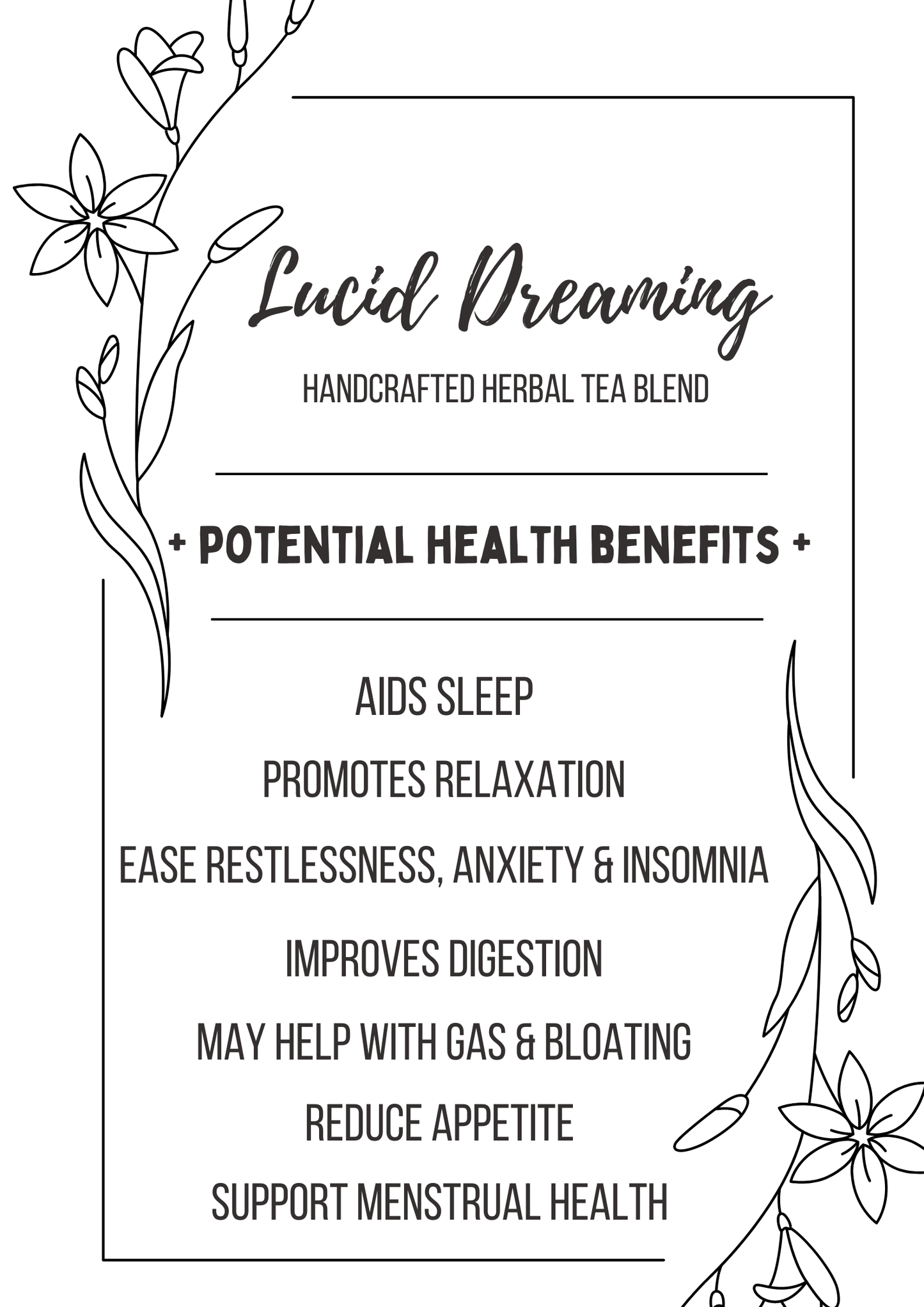 LUCID DREAMING Handcrafted Tea Blend, Dream Recall Tea Blend