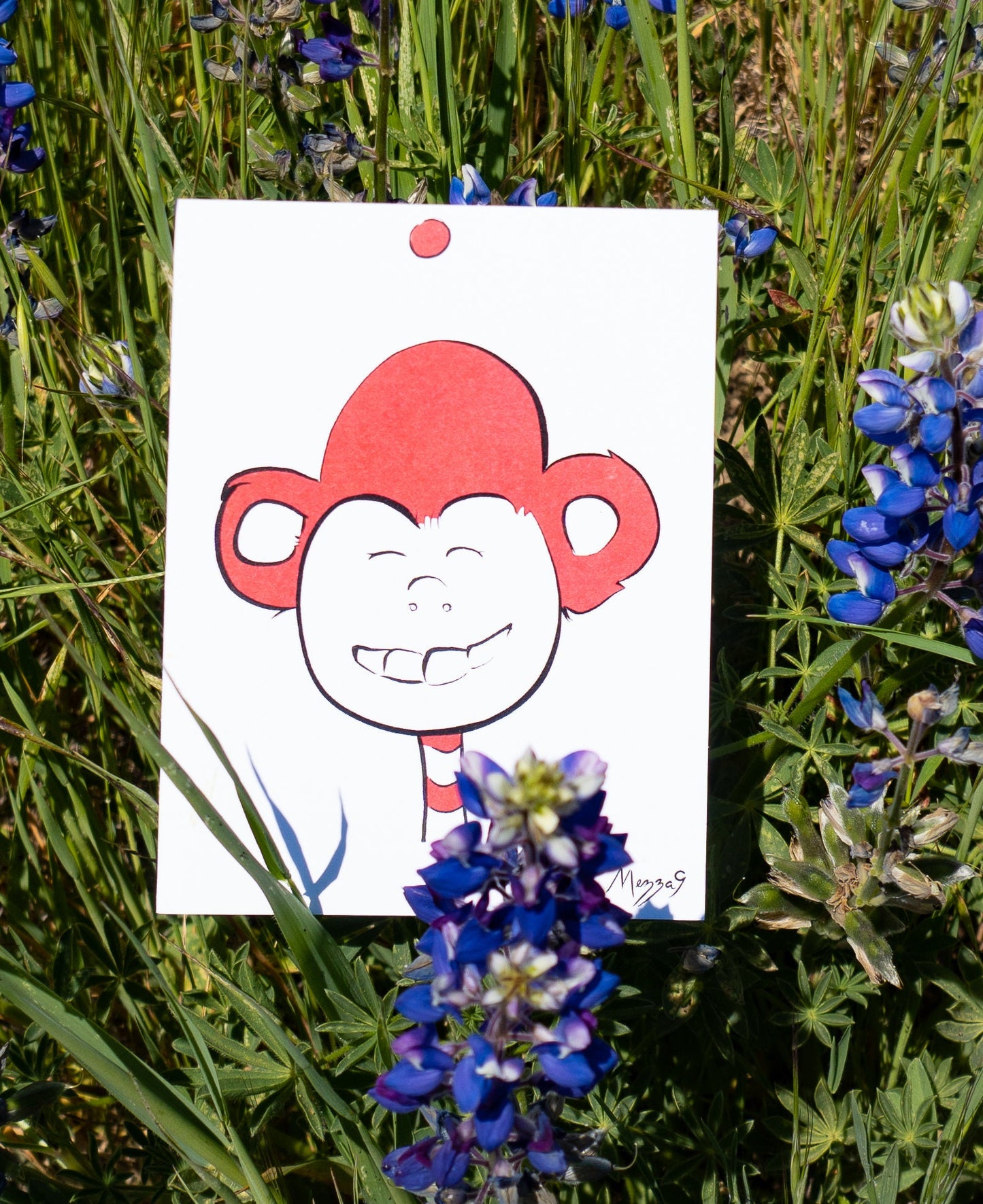Happy Monkey, Blank Art Greeting Card by artist Mezza9