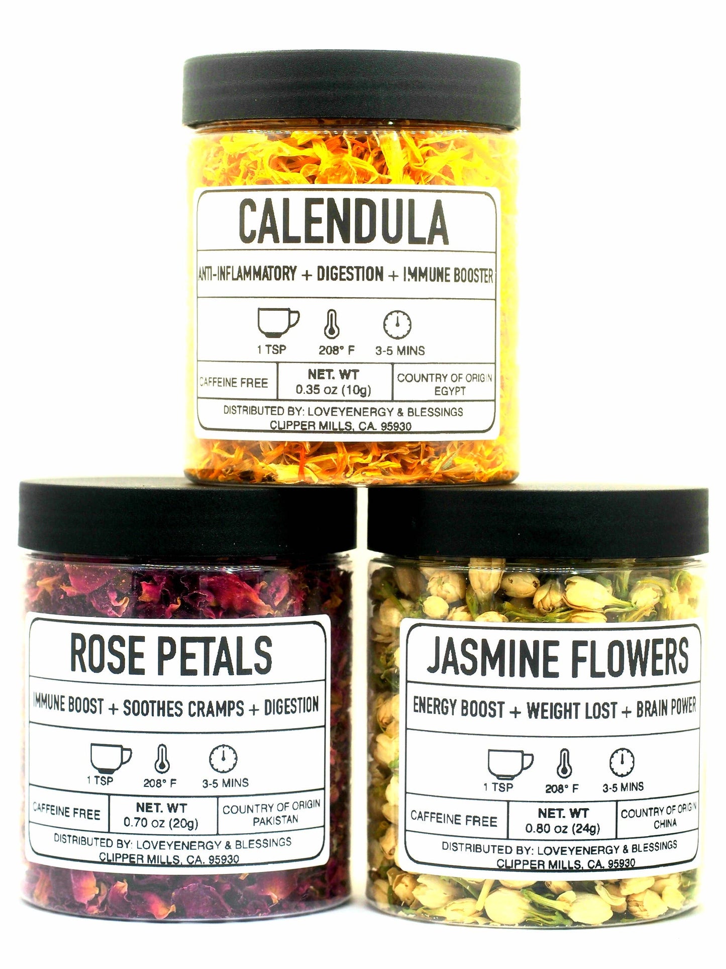 Rose Petals Tea Loose Leaf Tea Apothecary: Plastic Jars