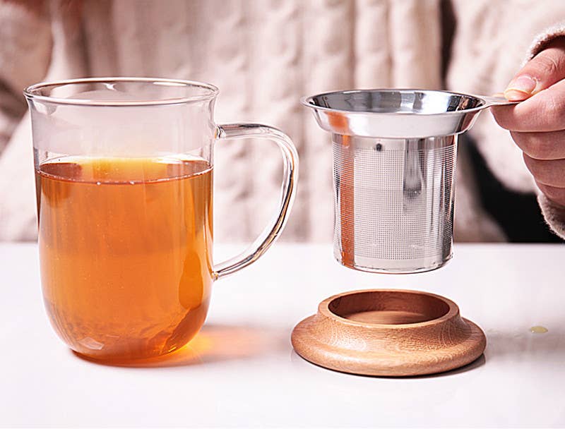 Minima™ Balance Glass Mug & Wood Lid w/ Infuser