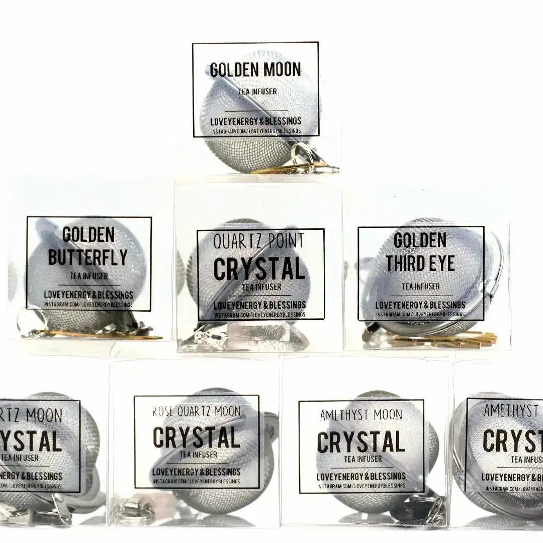 Quartz Crescent Moon Crystal Tea Infuser, Loose Leaf Loveyenergy & Blessings