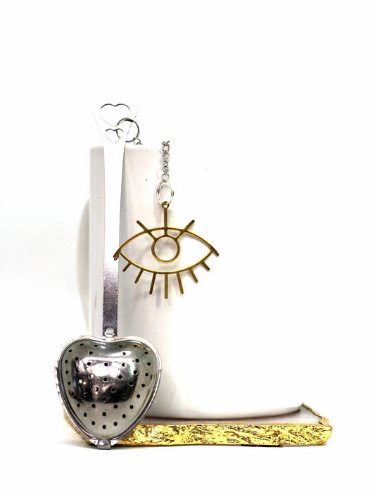 Heart Tea Infuser Spoon with Golden Third Eye Charm