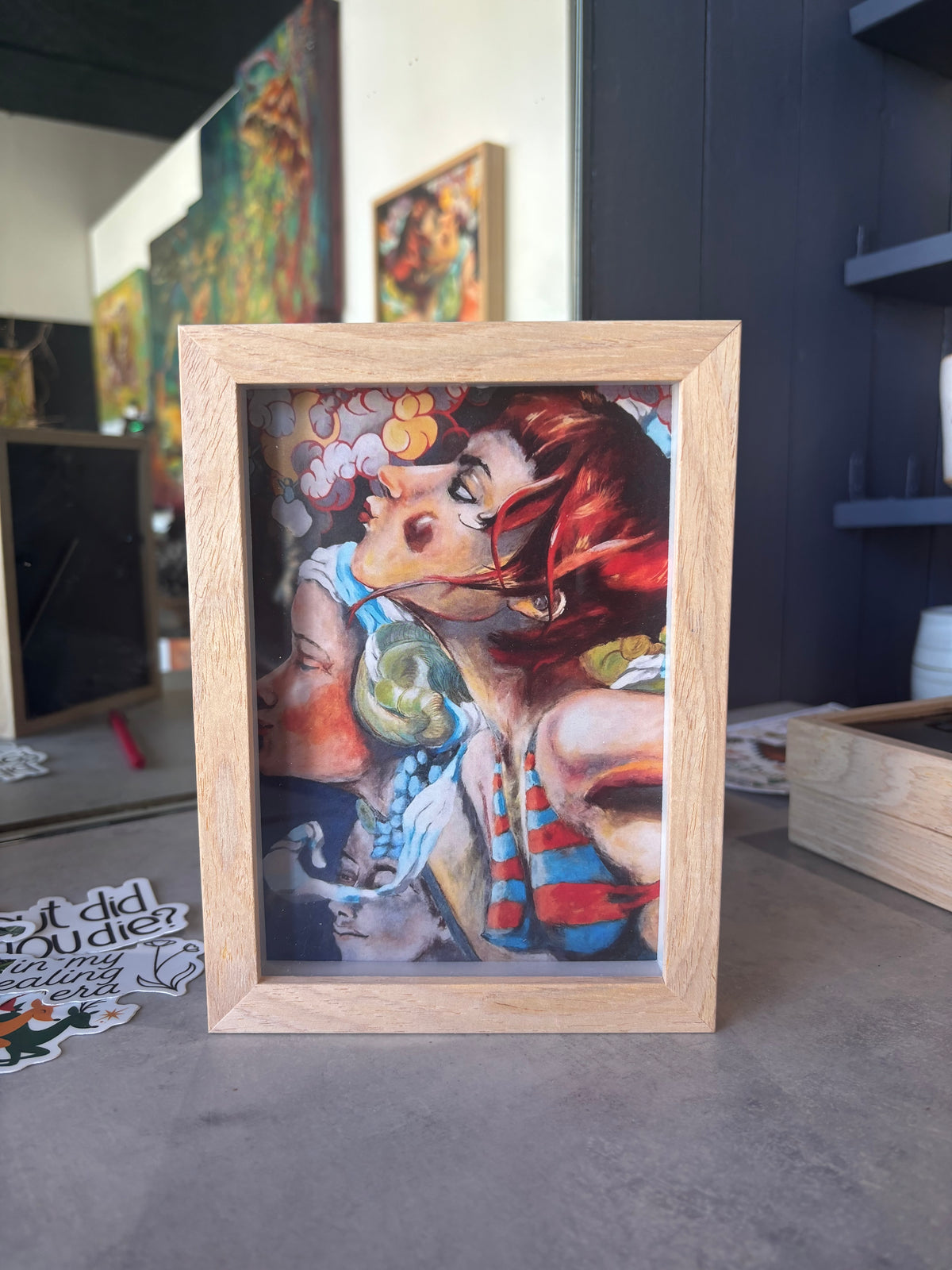 Skymaids Blowing 5x7 Print with wood frame