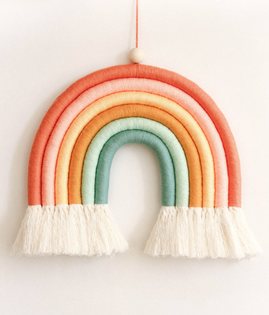 Retro Colors Macrame Rainbow Wall Hanging, Fiber Rainbow, Nursery Wall Art, Rainbow Baby Gift