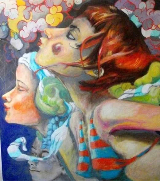 Skymaids Blowing Canvas Giclee - positive energy for your space