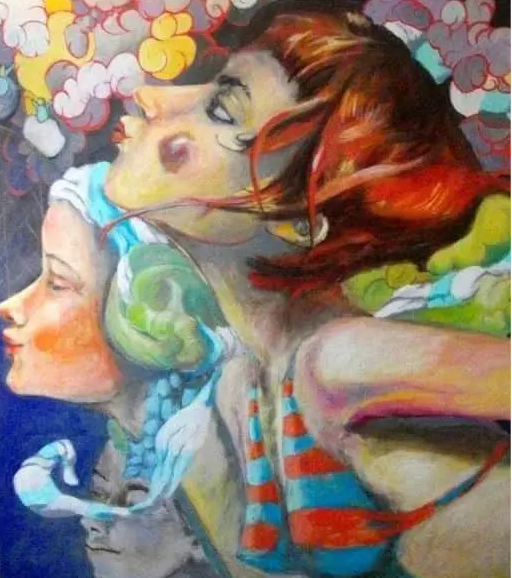 Skymaids Blowing Canvas Giclee - positive energy for your space