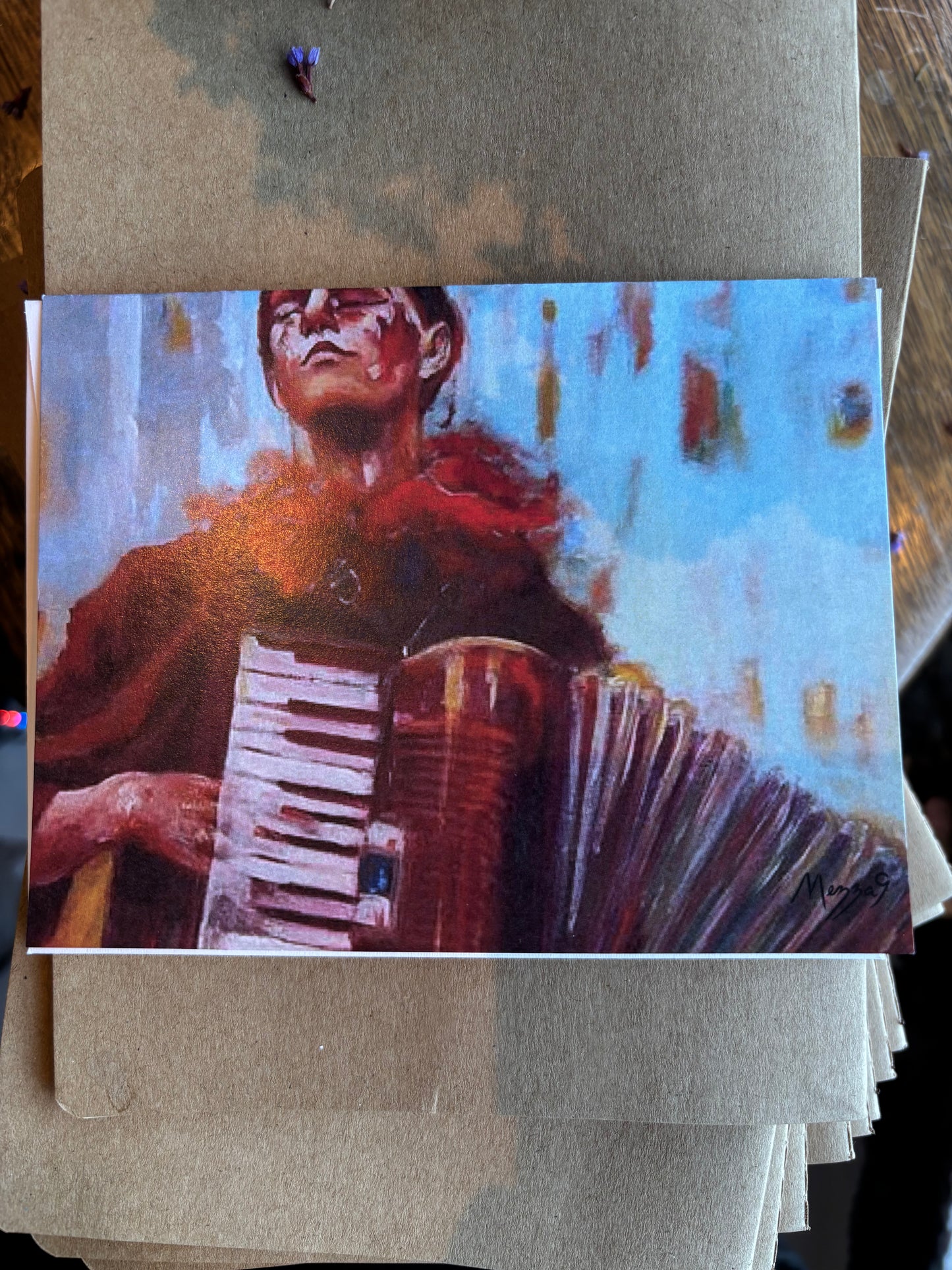 Greeting Card - Accordionist by Mezza9