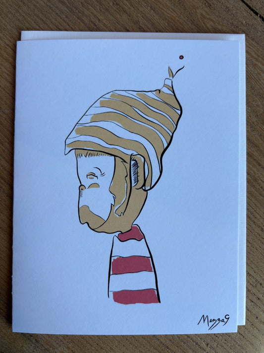 Greeting Card - Monkey Yellow Hat by Mezza9