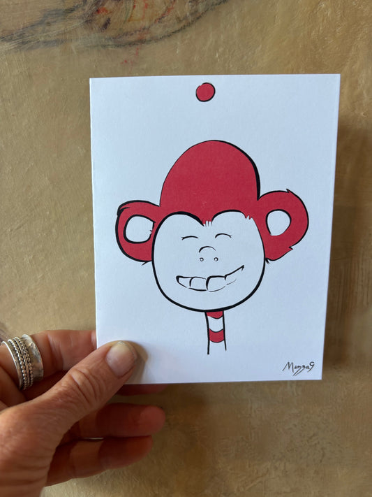 Greeting Card - Happy Monkey by Mezza9