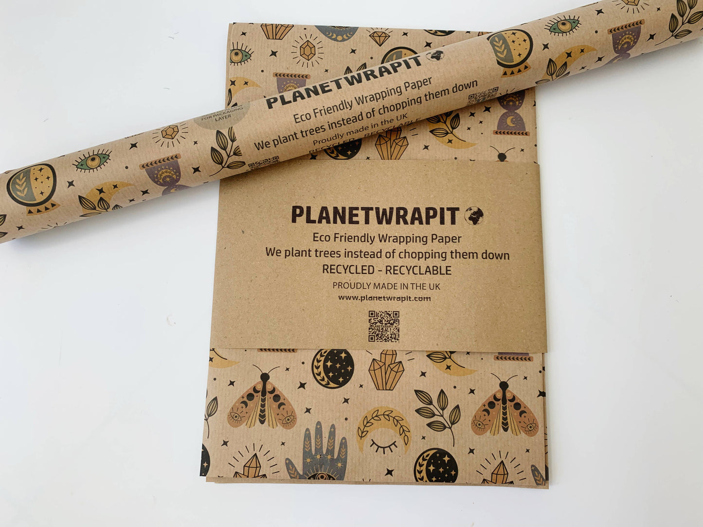 Spellbound Recycled Kraft Wrapping Paper Gift Wrap: 1m x 50cm A4 Folded Sheet