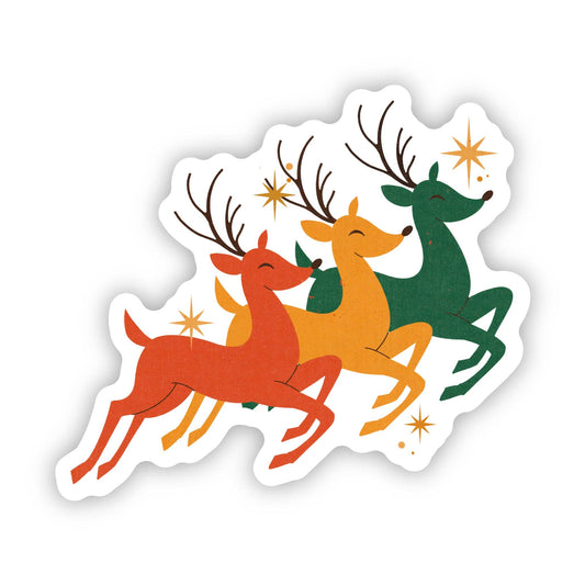 Three Reindeer Vintage Christmas Sticker