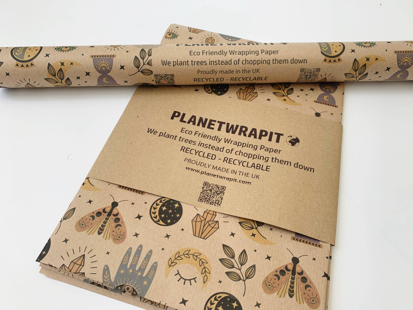 Spellbound Recycled Kraft Wrapping Paper Gift Wrap: 1m x 50cm A4 Folded Sheet