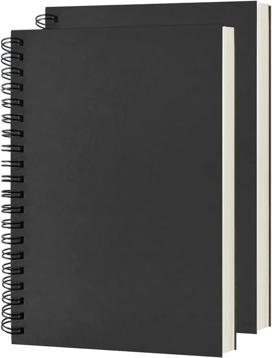 Blank Spiral Notebook, Soft Cover, Sketch book, 7.5 inch x 5.1 inch, 100GSM, (Black) Golden Gate Art Gallery