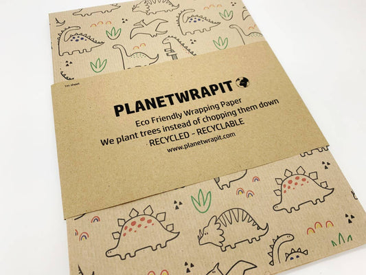 Dinosaur Eco Recycled Kraft Wrapping Paper