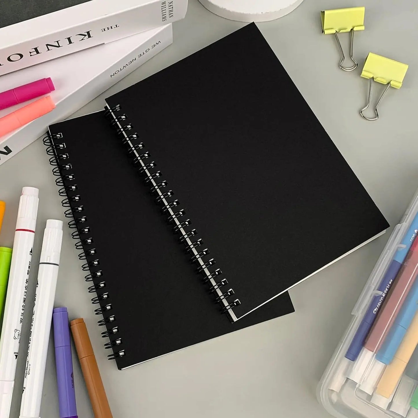 Blank Spiral Notebook, Soft Cover, Sketch book, 7.5 inch x 5.1 inch, 100GSM, (Black) Golden Gate Art Gallery