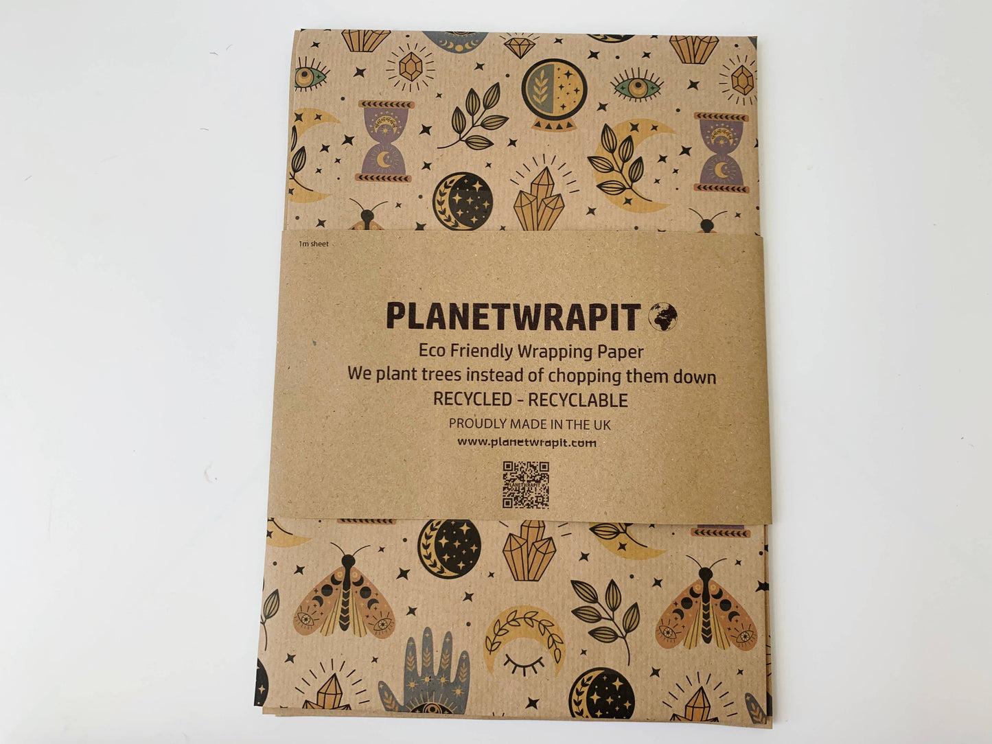 Spellbound Recycled Kraft Wrapping Paper Gift Wrap: 1m x 50cm A4 Folded Sheet