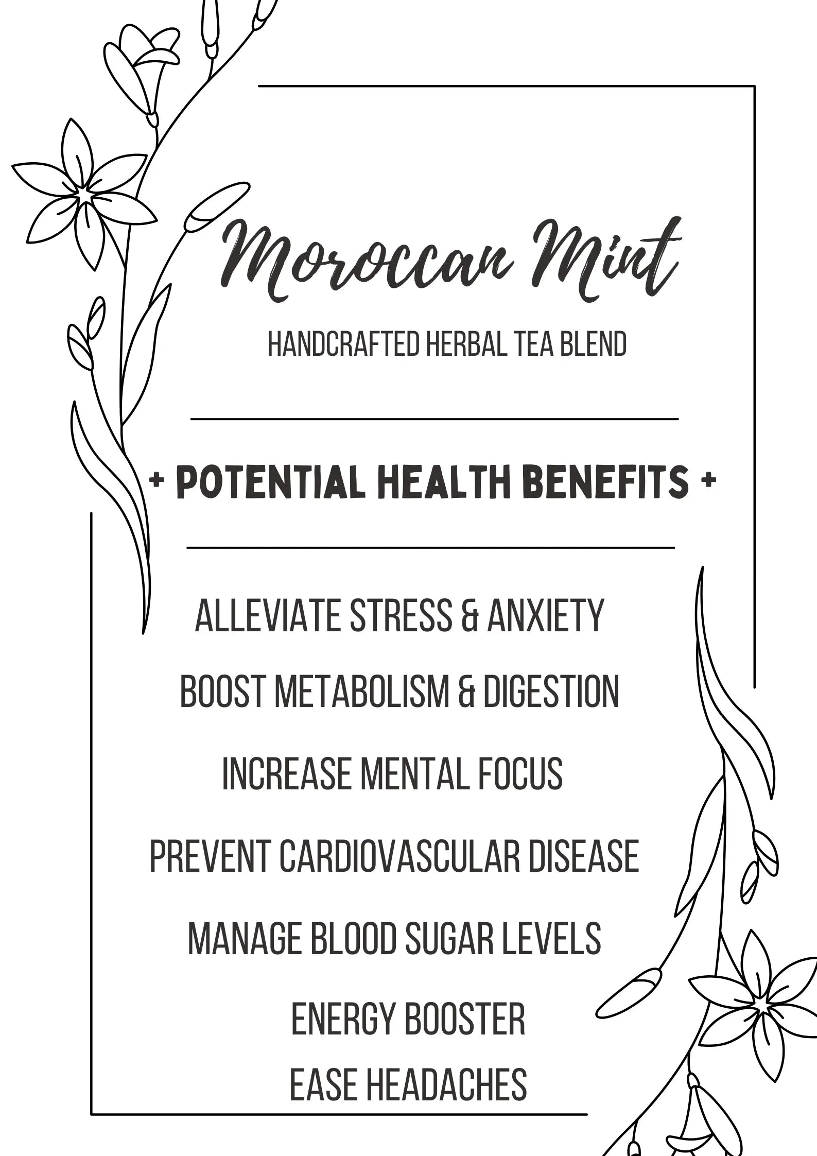 MOROCCAN MINT Handcrafted Herbal Tea Blend: Plastic Jars Loveyenergy & Blessings
