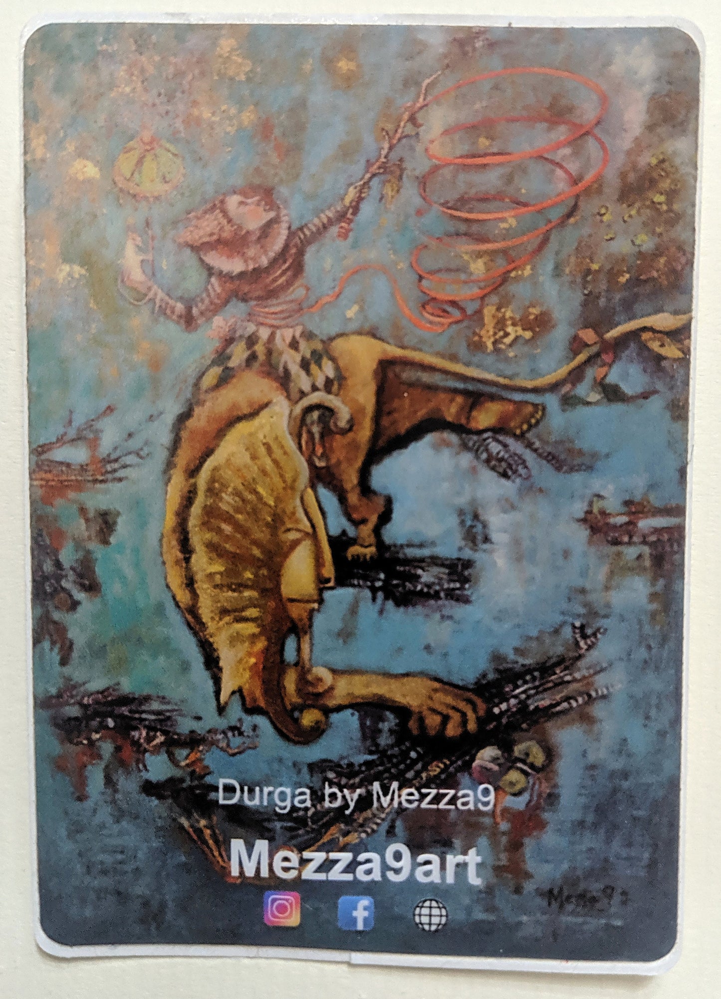 Durga Woman on Lion Sticker 2 3/8 in x 3 1/2 in