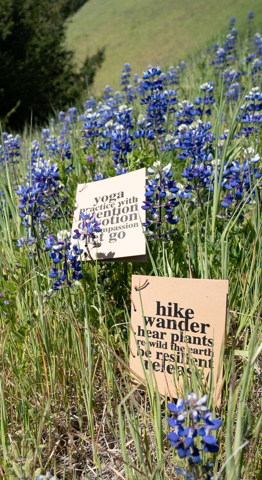 hike, wander, hear plants, rewild... Natural Greeting Card by artist Mezza9