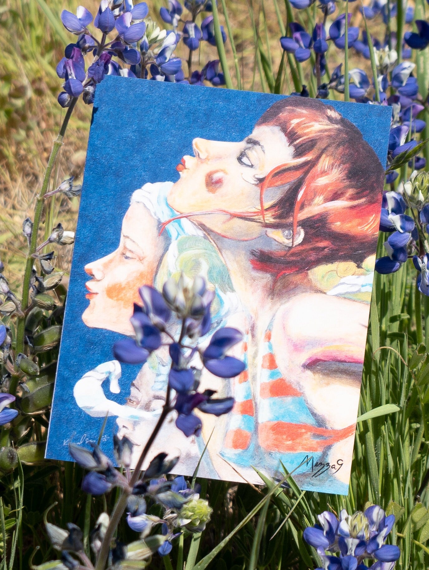 Skymaids Blowing, Art, Blank Art Greeting Card by artist Mezza9