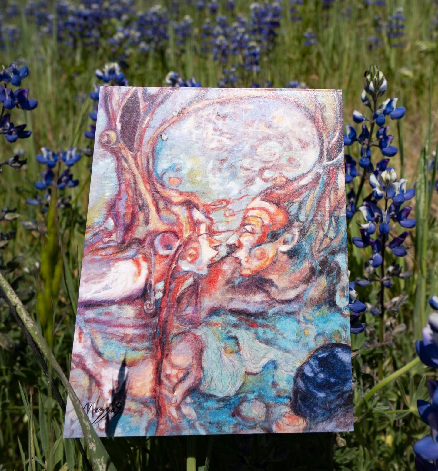 Cypress, Cirque, Trees, Love, Art, Blank Art Greeting Card by artist Mezza9