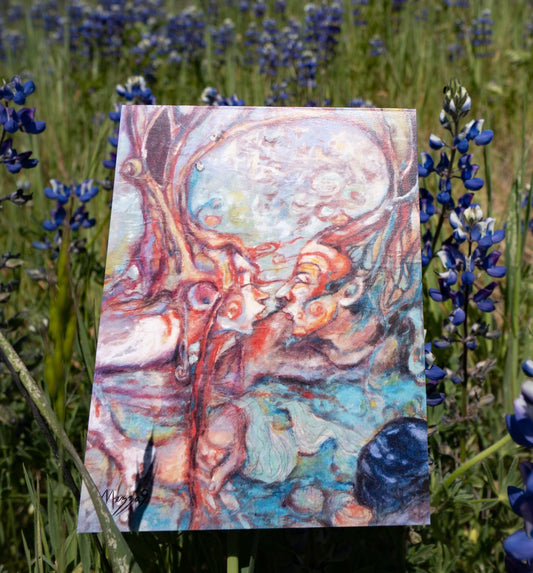 Cypress, Cirque, Trees, Love, Art, Blank Art Greeting Card by artist Mezza9