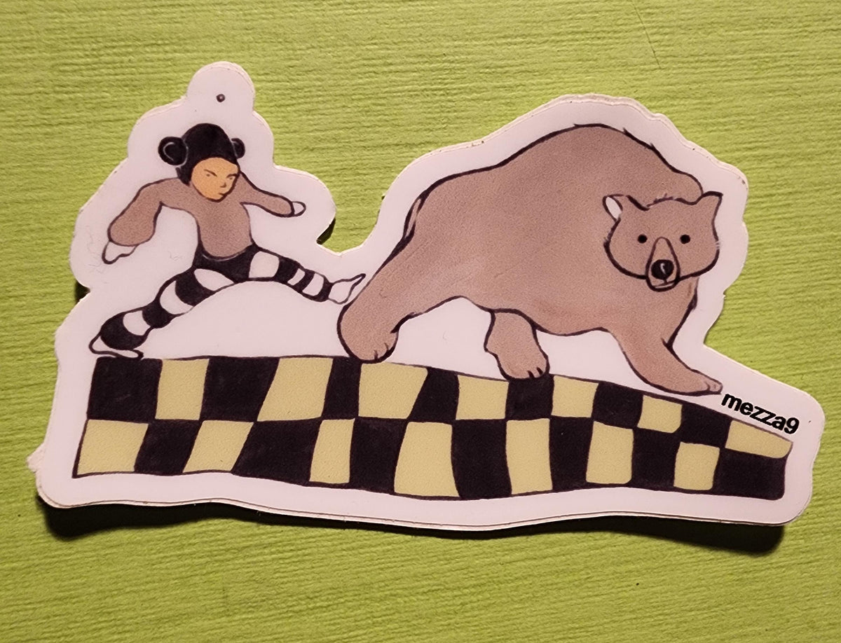 Child + Bear Sticker 2 7/8 in x 1 3/4 in