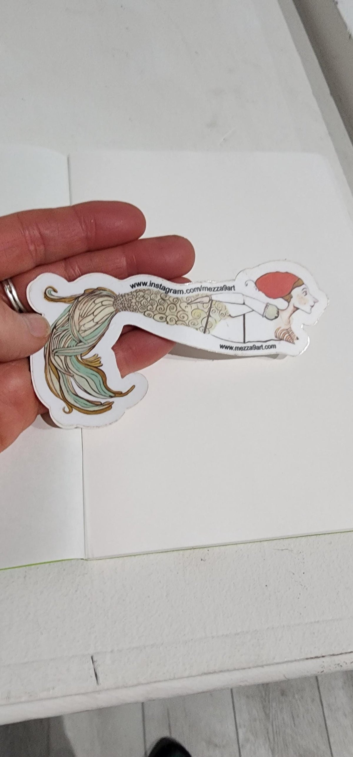 Mermaid Rod Puppet Sticker 5 in x 2.25 in