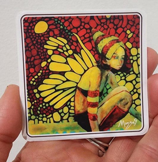 Fairy Girl Waterproof Sticker - Whimsical Bee Hat Art