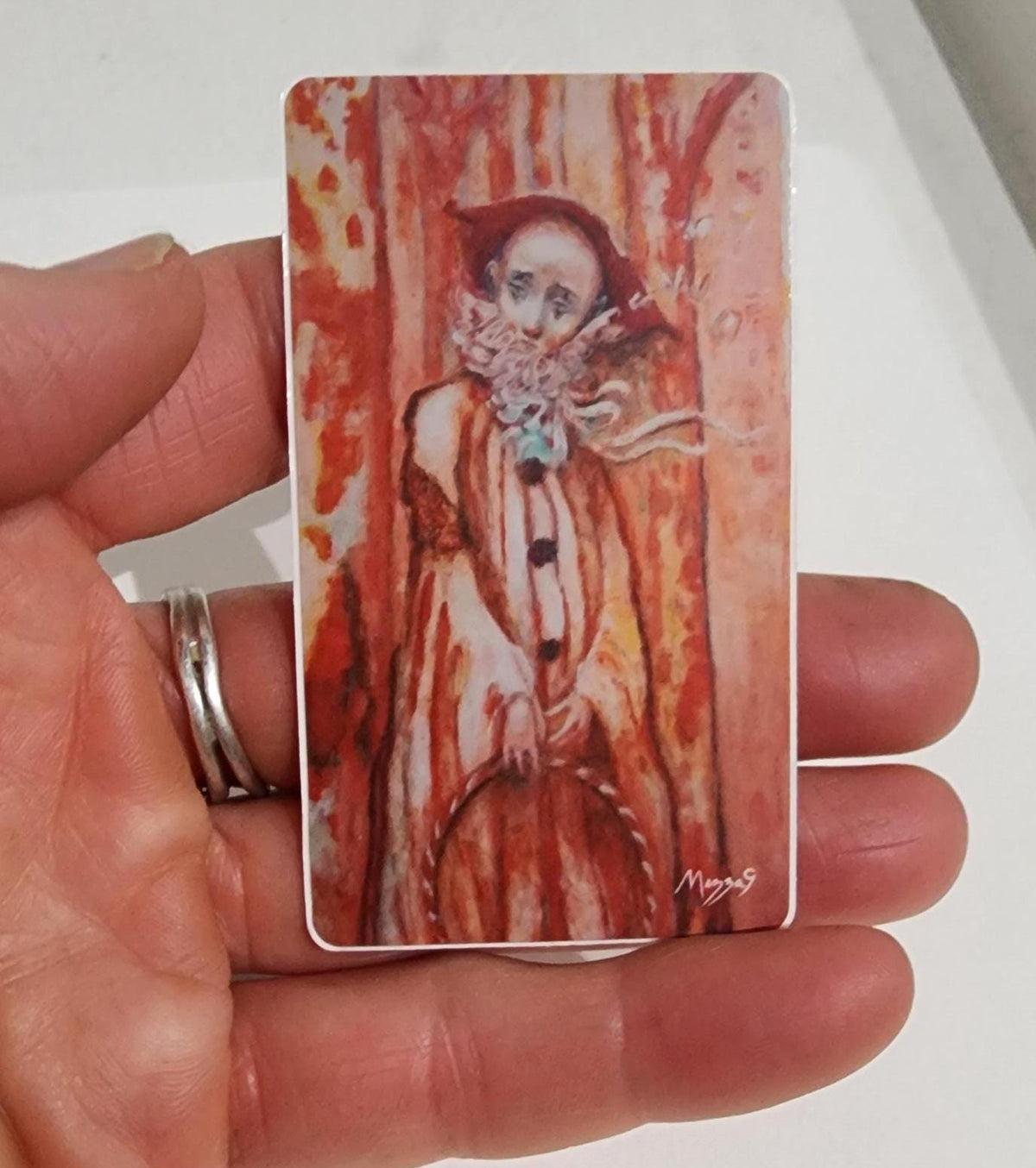 Vintage Clown with Hula Hoop Sticker 1 3/4 in x 3 in