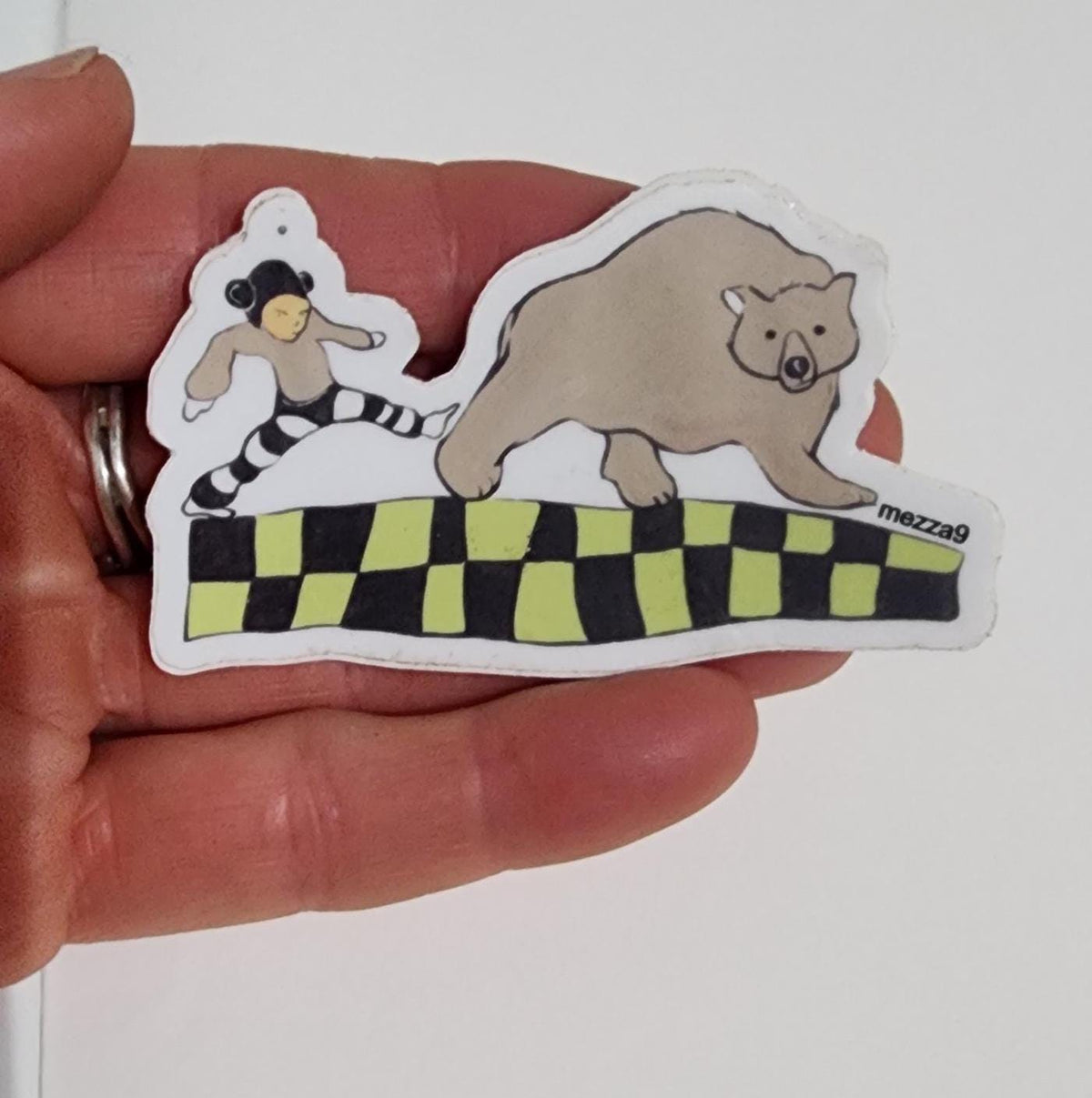 Child + Bear Sticker 2 7/8 in x 1 3/4 in