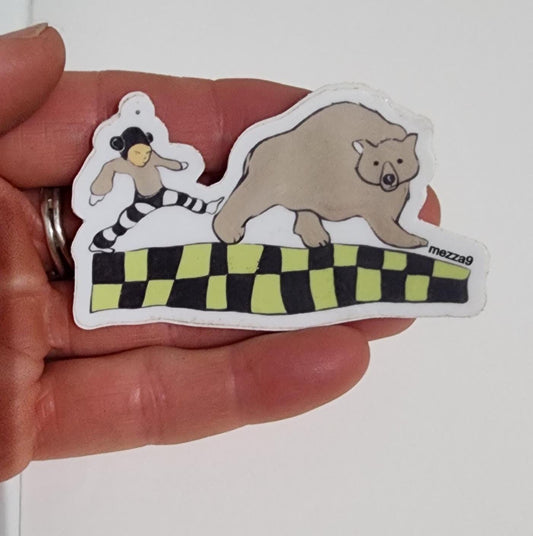 Child + Bear Sticker 2 7/8 in x 1 3/4 in