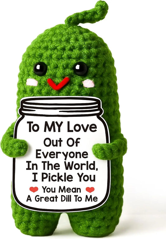Handmade Crochet Pickle to My Love Anniversary Birthday Gifts for Women Men, I Love You Wedding Romantic Gift for Wife Husband Couples Cute Decor Golden Gate Art Gallery