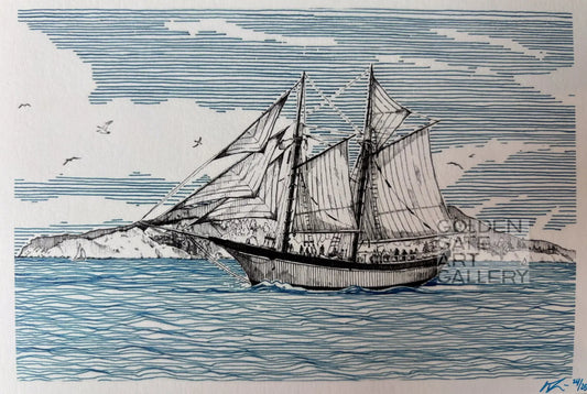 Sausalito Sailboat Postcard Winston Li