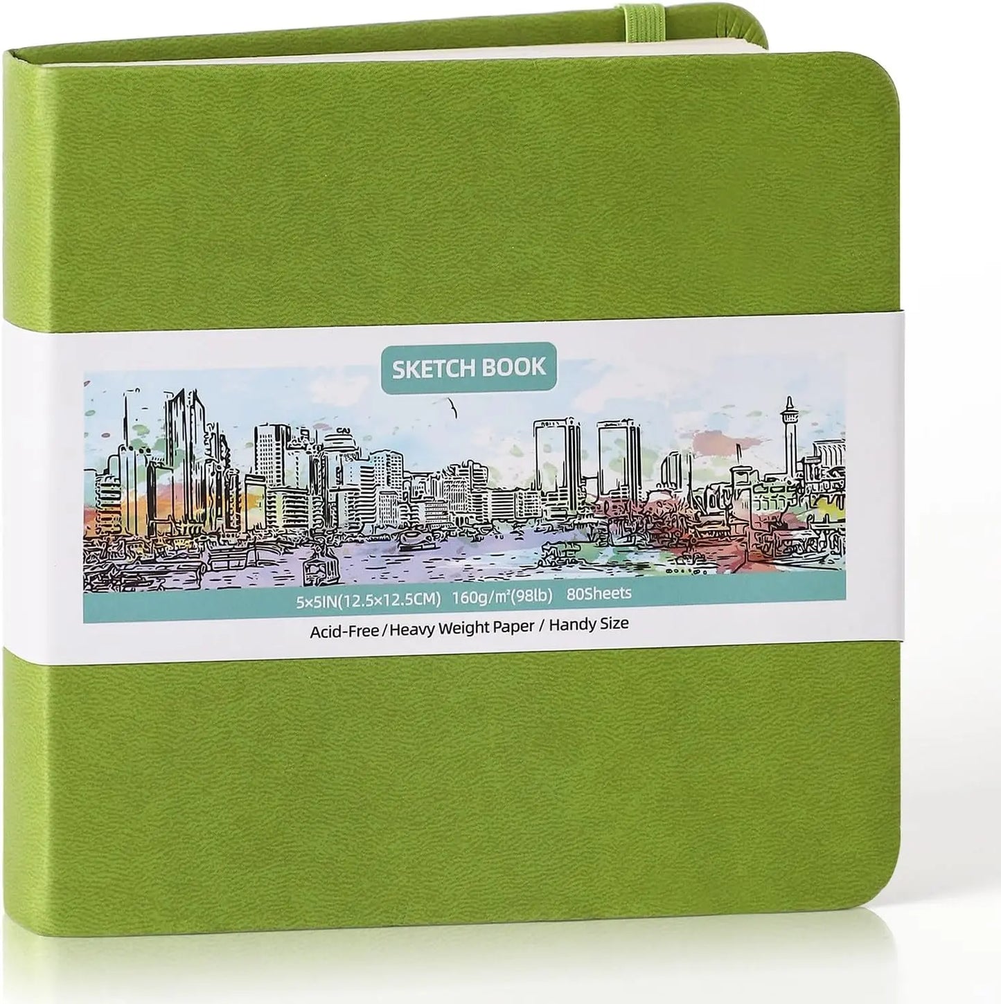 5" x 5" Square Mini Sketchbook, green Golden Gate Art Gallery