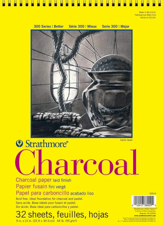 Strathmore 300 Series Charcoal Paper Pad, Top Wire Bound, 9x12 inches, 32 Sheets Golden Gate Art Gallery