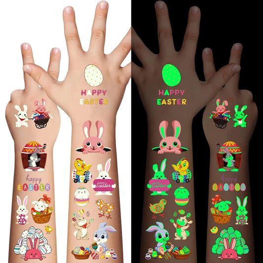 80pcs Easter Temporary Tattoos - Glow in the Dark Golden Gate Art Gallery